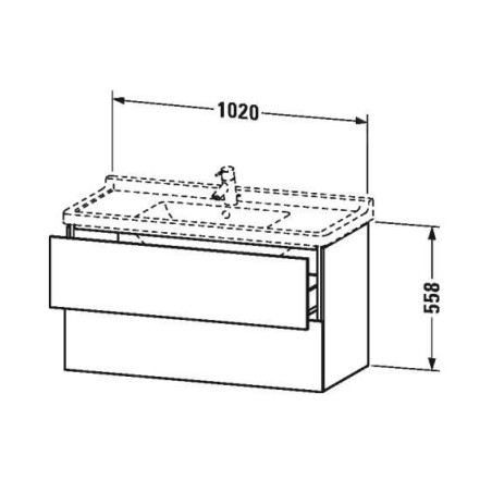 Duravit L-Cube - Meuble sous lavabo 558x1020x469 mm, 2 tiroirs, blanc brillant LC626602222