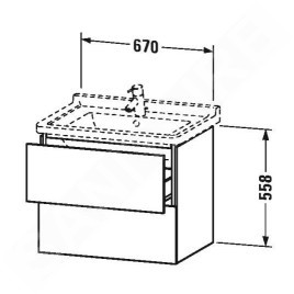 Duravit L-Cube - Meuble sous lavabo 558x670x469 mm, 2 tiroirs, blanc brillant LC626402222