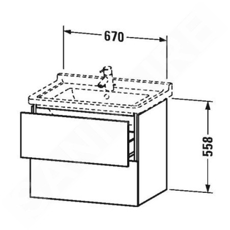Duravit L-Cube - Meuble sous lavabo 558x670x469 mm, 2 tiroirs, blanc brillant LC626402222