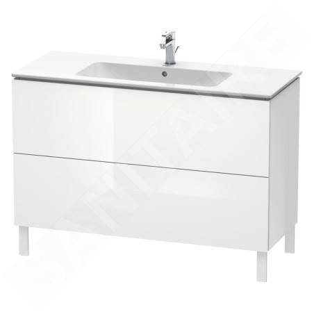 Duravit L-Cube - Meuble sous lavabo 856x1220x481 mm, 2 tiroirs, blanc brillant LC662802222