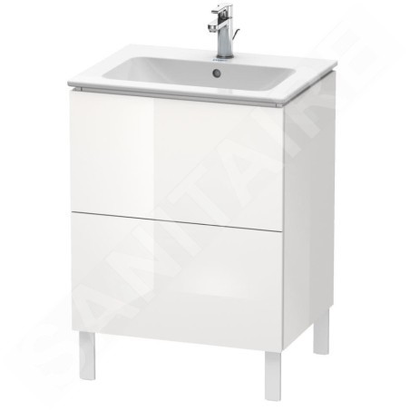 Duravit L-Cube - Meuble sous lavabo 856x620x481 mm, 2 tiroirs, blanc brillant LC662502222