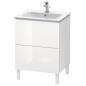 Duravit L-Cube - Meuble sous lavabo 856x620x481 mm, 2 tiroirs, blanc brillant LC662502222