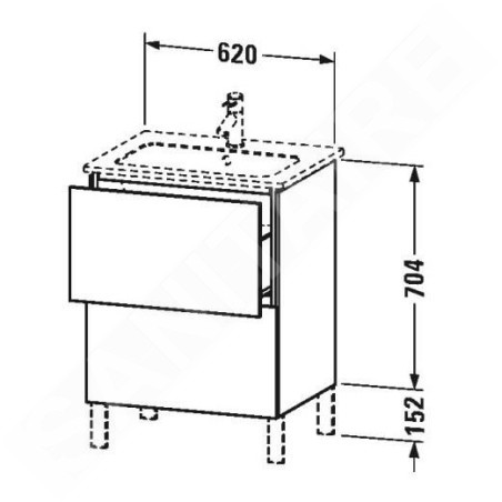 Duravit L-Cube - Meuble sous lavabo 856x620x481 mm, 2 tiroirs, blanc brillant LC662502222