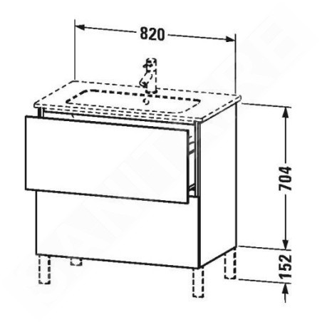 Duravit L-Cube - Meuble sous lavabo 856x820x481 mm, 2 tiroirs, blanc brillant LC662602222