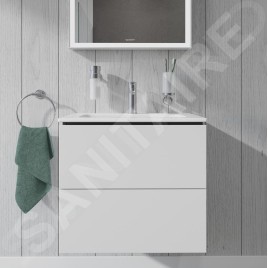 Duravit L-Cube - Meuble sous lavabo Compact 550x620x391 mm, 2 tiroirs, blanc brillant LC625602222