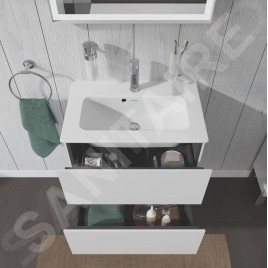 Duravit L-Cube - Meuble sous lavabo Compact 550x620x391 mm, 2 tiroirs, blanc brillant LC625602222