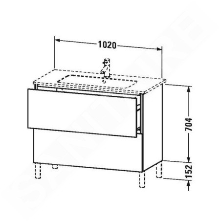 Duravit L-Cube - Meuble sous lavabo 856x1020x481 mm, 2 tiroirs, blanc brillant LC662702222