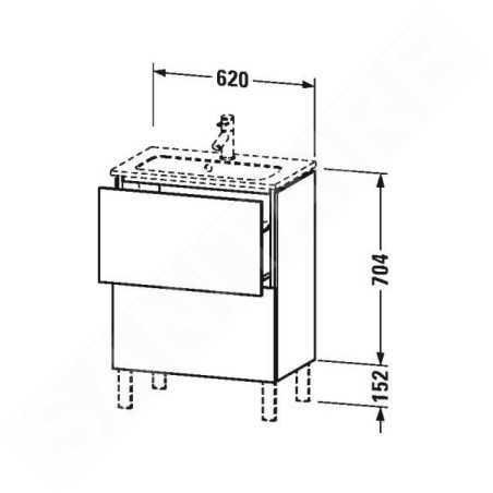 Duravit L-Cube - Meuble sous lavabo Compact 856x620x391 mm, 2 tiroirs, blanc brillant LC667302222