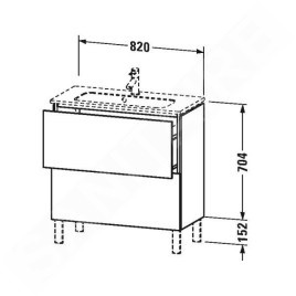 Duravit L-Cube - Meuble sous lavabo Compact 856x820x391 mm, 2 tiroirs, blanc brillant LC667402222