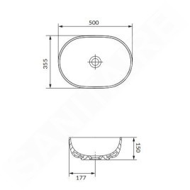 Cersanit Moduo - Vasque à poser, 50x36 cm, sans trop-plein, anthracite K116-107-BOX
