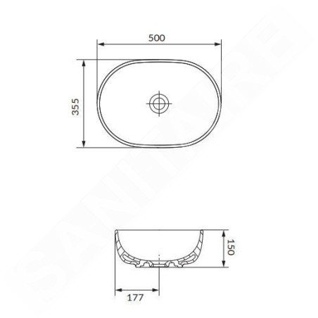 Cersanit Moduo - Vasque à poser, 50x36 cm, sans trop-plein, anthracite K116-107-BOX