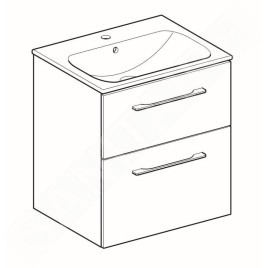 Geberit Selnova Square - Meuble-vasque 635x588x480 mm, avec vasque, 2 tiroirs, noyer hickory 501.238.00.1