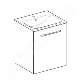 Geberit Selnova Square - Meuble-vasque 635x538x480 mm, avec vasque, 1 porte, noyer clair hickory 501.251.00.1