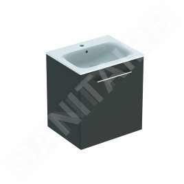 Geberit Selnova Square - Meuble-vasque 635x588x480 mm, avec vasque, 1 porte, gris velouté mat 501.253.00.1
