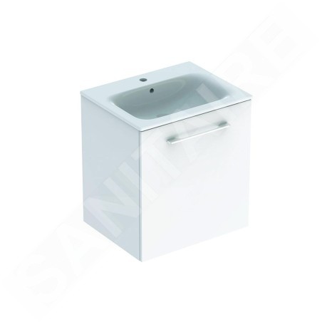 Geberit Selnova Square - Meuble-vasque 635x588x480 mm, avec vasque, 1 tiroir, blanc brillant 501.252.00.1
