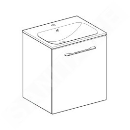 Geberit Selnova Square - Meuble-vasque 635x588x480 mm, avec vasque, 1 tiroir, blanc brillant 501.252.00.1