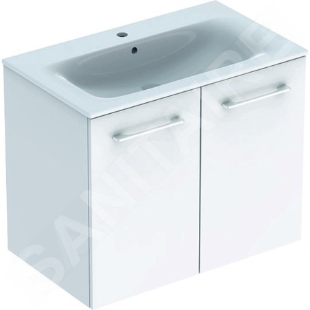 Geberit Selnova Square - Meuble-vasque 635x788x480 mm, avec vasque, 2 tiroirs, blanc brillant 501.256.00.1