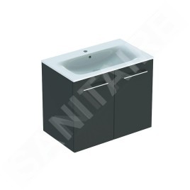 Geberit Selnova Square - Meuble-vasque 635x788x480 mm, avec vasque, 2 portes, gris velouté mat 501.257.00.1