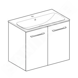 Geberit Selnova Square - Meuble-vasque 635x788x480 mm, avec vasque, 2 portes, gris velouté mat 501.257.00.1