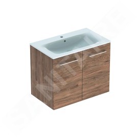 Geberit Selnova Square - Meuble-vasque 635x788x480 mm, avec vasque, 2 portes, noyer hickory 501.258.00.1