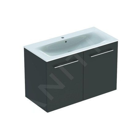 Geberit Selnova Square - Meuble-vasque 635x988x480 mm, avec vasque, 2 portes, gris velouté mat 501.261.00.1