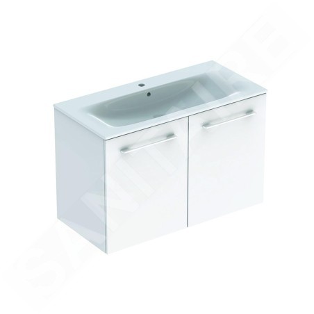 Geberit Selnova Square - Meuble-vasque 635x988x480 mm, avec vasque, 2 tiroirs, blanc brillant 501.260.00.1