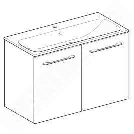 Geberit Selnova Square - Meuble-vasque 635x988x480 mm, avec vasque, 2 tiroirs, blanc brillant 501.260.00.1