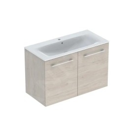 Geberit Selnova Square - Meuble-vasque 635x988x480 mm, avec vasque, 2 portes, noyer clair hickory 501.263.00.1