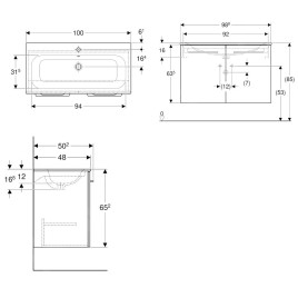 Geberit Selnova Square - Meuble-vasque 635x988x480 mm, avec vasque, 2 portes, noyer clair hickory 501.263.00.1