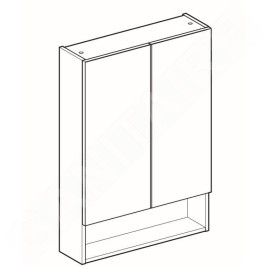 Geberit Selnova Square - Armoire de toilette 850x588x175 mm, 2 portes, noyer hickory 501.266.00.1