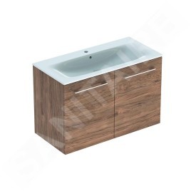 Geberit Selnova Square - Meuble-vasque 635x988x480 mm, avec vasque, 2 portes, noyer hickory 501.262.00.1