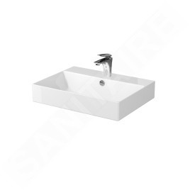 Cersanit Inverto - Lavabo 61x46 cm, avec trop-plein, trou pour robinetterie, blanc K671-005
