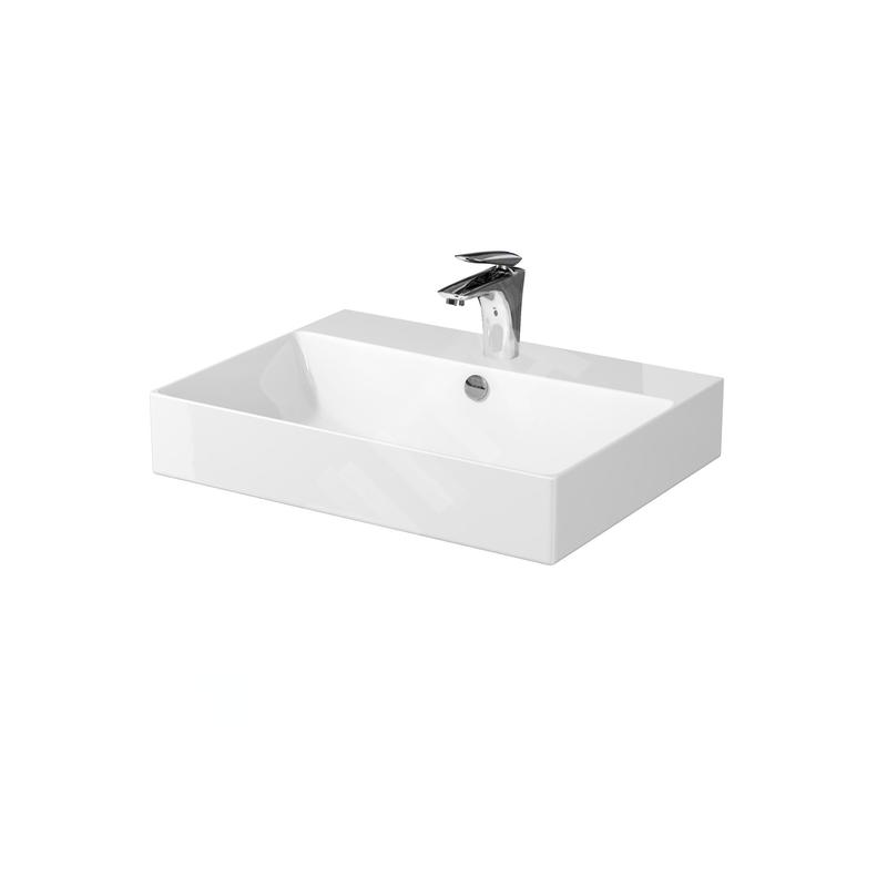 Cersanit Inverto - Lavabo 61x46 cm, avec trop-plein, trou pour robinetterie, blanc K671-005 Cersanit Inverto - Lavabo 61x46 cm, avec trop-plein, trou pour robinetterie, blanc K671-005