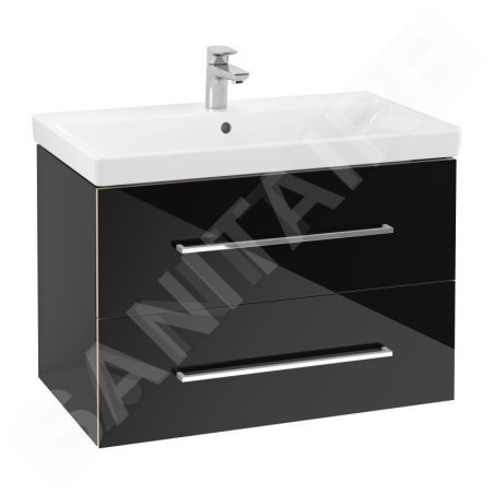 Villeroy & Boch Avento - Meuble-vasque, 780x514x452 mm, 2 tiroirs, Crystal Black A89100B3
