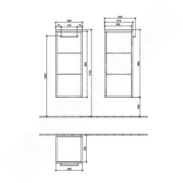 Villeroy & Boch Avento - Meuble latéral, 350x890x373 mm, 1 porte, Crystal Grey A89501B1