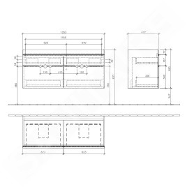 Villeroy & Boch Venticello - Meuble-vasque, 1253x590x502 mm, 4 tiroirs, Glossy White A93001DH