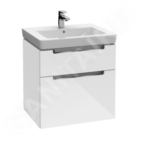 Villeroy & Boch Subway 2.0 - Meuble-vasque, 587x590x454 mm, 2 tiroirs, Glossy White A90910DH