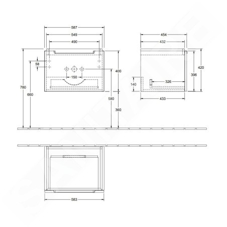 Villeroy & Boch Subway 2.0 - Meuble-vasque, 587x420x454 mm, 1 tiroir, Glossy White A68710DH