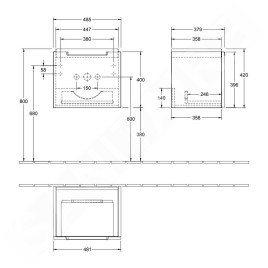 Villeroy & Boch Subway 2.0 - Meuble-vasque, 485x420x380 mm, 1 tiroir, Glossy White A68510DH