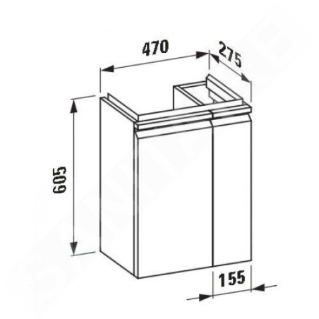 Laufen Pro S - Meuble pour lave-mains avec porte et étagère latérale à droite, 470x275x605 mm, graphite mat H4830010954801