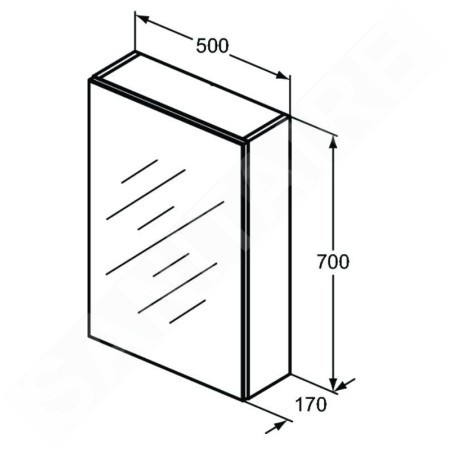 Ideal Standard Mirror&Light - Armoire de toilette 500x700 mm, aluminium T3588AL