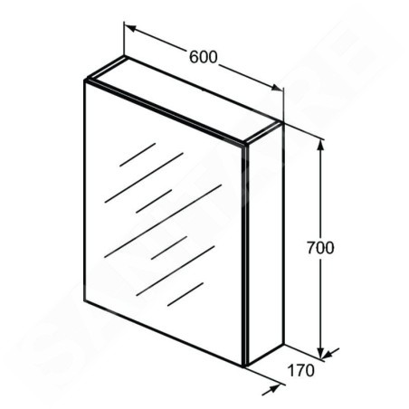 Ideal Standard Mirror&Light - Armoire de toilette 600x700 mm, aluminium T3589AL