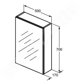 Ideal Standard Mirror&Light - Armoire de toilette avec éclairage LED et prise, 500x700 mm, aluminium T3428AL