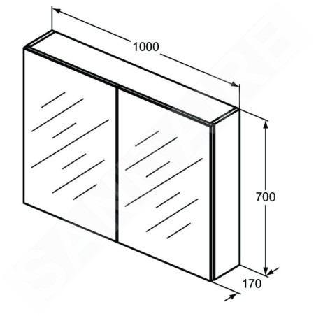 Ideal Standard Mirror&Light - Armoire de toilette avec éclairage LED et prise, 1000x700 mm, aluminium T3498AL