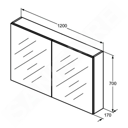 Ideal Standard Mirror&Light - Armoire de toilette avec éclairage LED et prise, 1200x700 mm, aluminium T3499AL