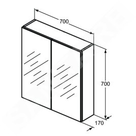 Ideal Standard Mirror&Light - Armoire de toilette avec éclairage LED et prise, 700x700 mm, aluminium T3439AL