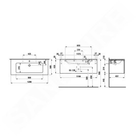 Laufen Pro S - Meuble avec double-lavabo, 1200x530x500 mm, 1 tiroirs, blanc mat H8609674631071