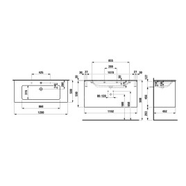 Laufen Pro S - Meuble avec double-lavabo, 1200x610x500 mm, 2 tiroirs, blanc brillant H8649632611071