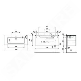 Laufen Pro S - Meuble avec lavabo, 1200x545x500 mm, 2 tiroirs, wengé H8619674231041