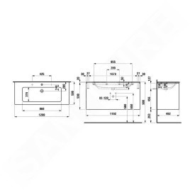 Laufen Pro S - Meuble avec lavabo, 1200x610x500 mm, 2 tiroirs, blanc brillant H8649632611041
